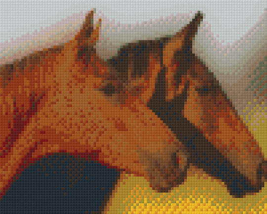 Two Horses Four [4] Baseplate PixelHobby Mini-mosaic Art Kit